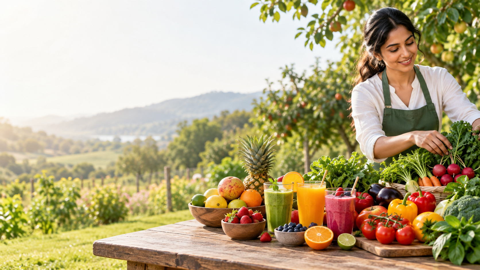 Fresh fruits, vegetables and natural beverages